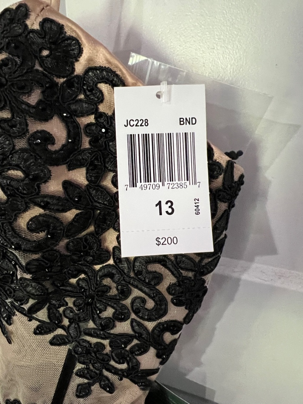 Strapless Black Lace Appliqué Tulle Dress - Picture 2 of 3